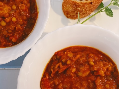 レンズ豆とソーセージの簡単カレー